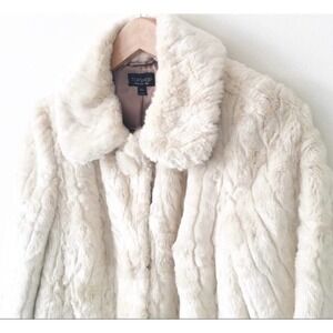 Topshop Faux Fur Cream Peter Pan Collar Coat